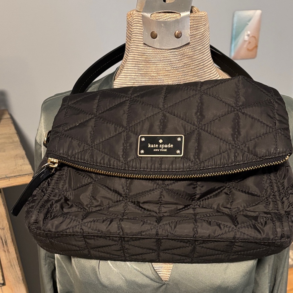 Kate Spade Quilted Black Optional Crossbody with Gold Hardware hand bag